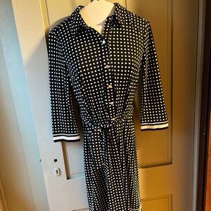 Black and white polka dot belted Talbots dress